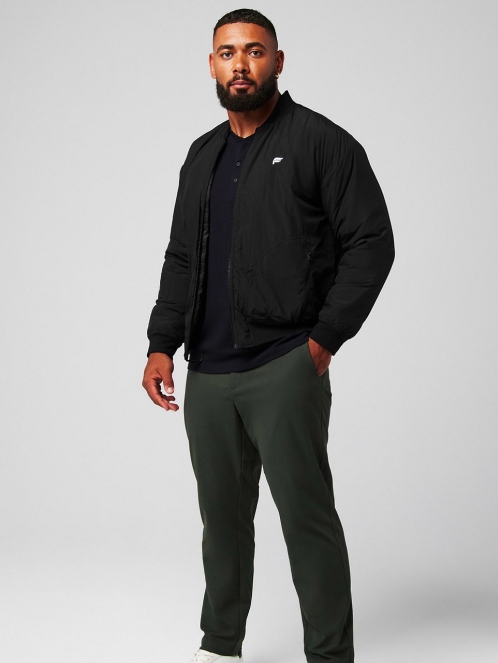 Fabletics Men's Black Bomber Jacket